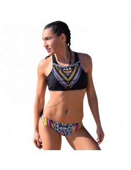 Scoop Neck Tribal Printed Bikini Set