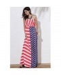 Strapless Floor Length American Flag Print Dress