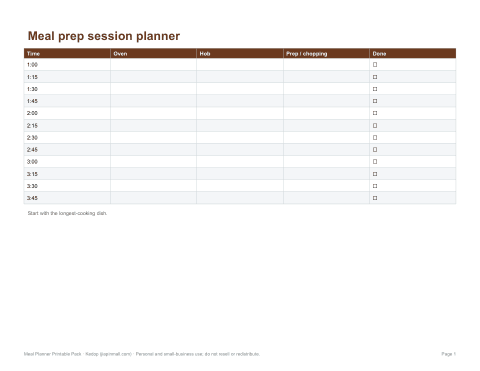 Preview of the first page of Prep planner (PDF/DOCX)